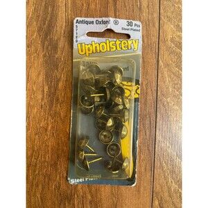 Sealed Vintage Upholstery Tacks Steel Plated Antique Oxford  Hammered Brass